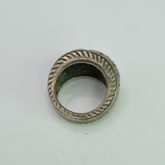 Vintage Sterling Silver 925 Ornate Engraved Dome Band Ring Size 8 - Picture 6 of 9